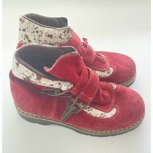 Martino of Canada Red Alpine Leather Boot Hook Closure Size 38/7.5